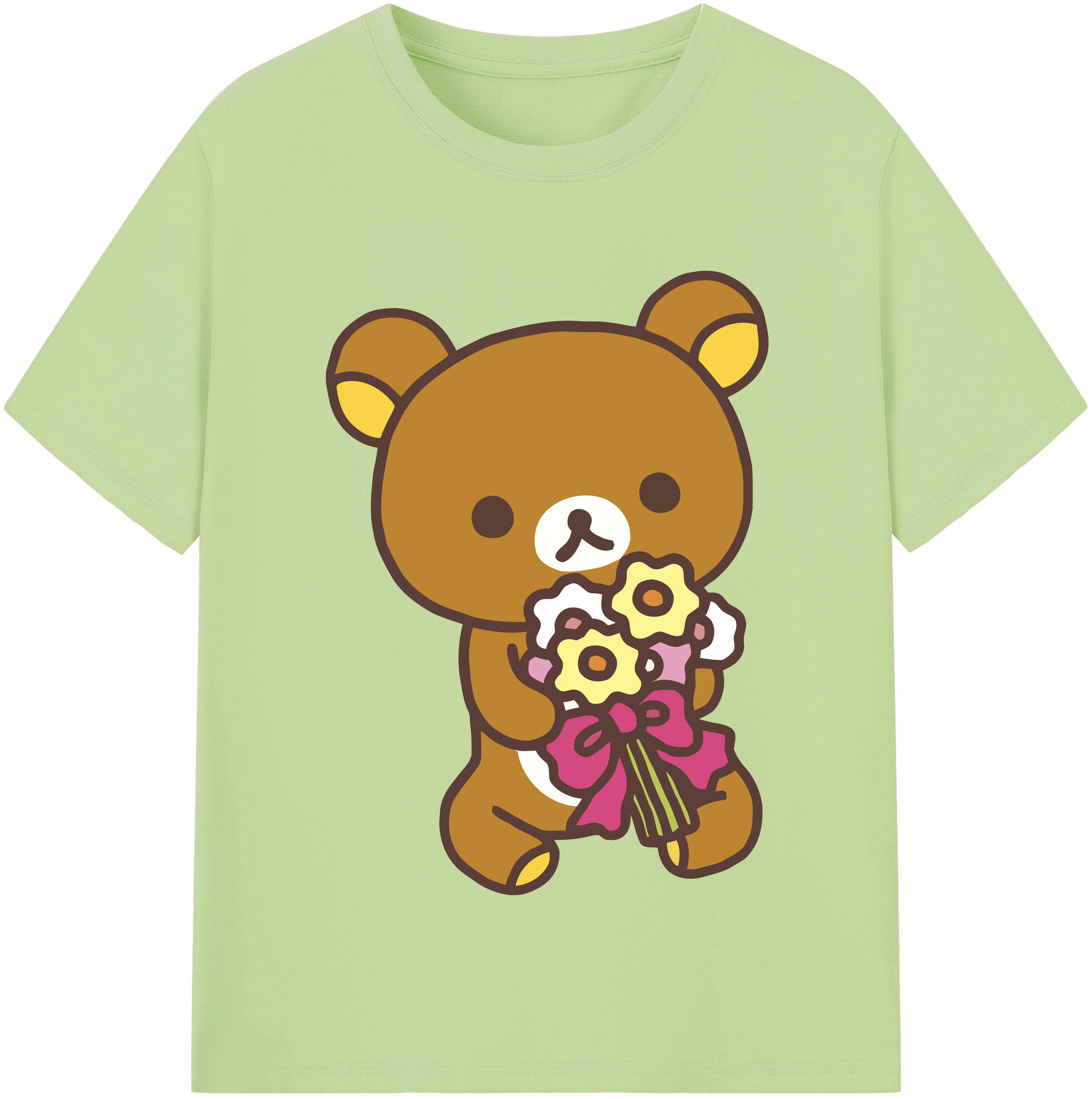 （画像用） リラックマ リラックマ キイロイトリ Rilakkuma Korilakkuma Kiiroitori 綿100％半袖Tシャツ（フロントプリント）
